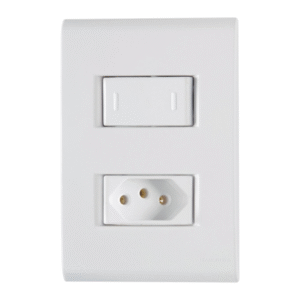Conjunto 4x2 Com 1 Interruptor Paralelo 10 A 250 V E 1 Tomada 2P+T 20 A 250 V Tramontina Liz Branco