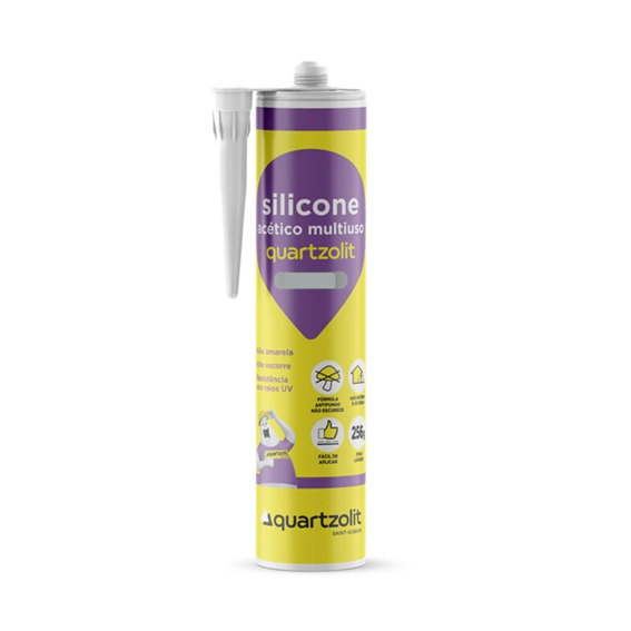 Silicone Acético Multiuso Quartzolit 256g Incolor