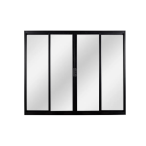 Janela Vitro de Correr 4 Folhas | Vidro Liso, Alumínio Preto 100x100