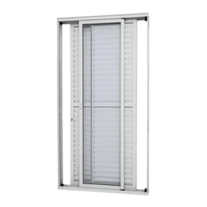 Porta Balcão de Alumínio Branco | 3 Folhas Móveis, Vidro Liso e Fechadura 210x120