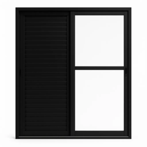 Porta Balcão de Alumínio Preto | 3 Folhas Móveis, Vidro Liso 3mm e Fechadura Reforçada 210x120