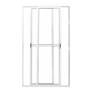Porta de Correr Sacada 2 Folhas Móveis | Alumínio Branco, Vidro Liso e Fechadura 210x120