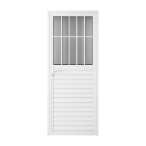 Porta Social com Postigo em Alumínio Branco | Vidro Jateado 210x70 (DIREITO/ESQUERDO)